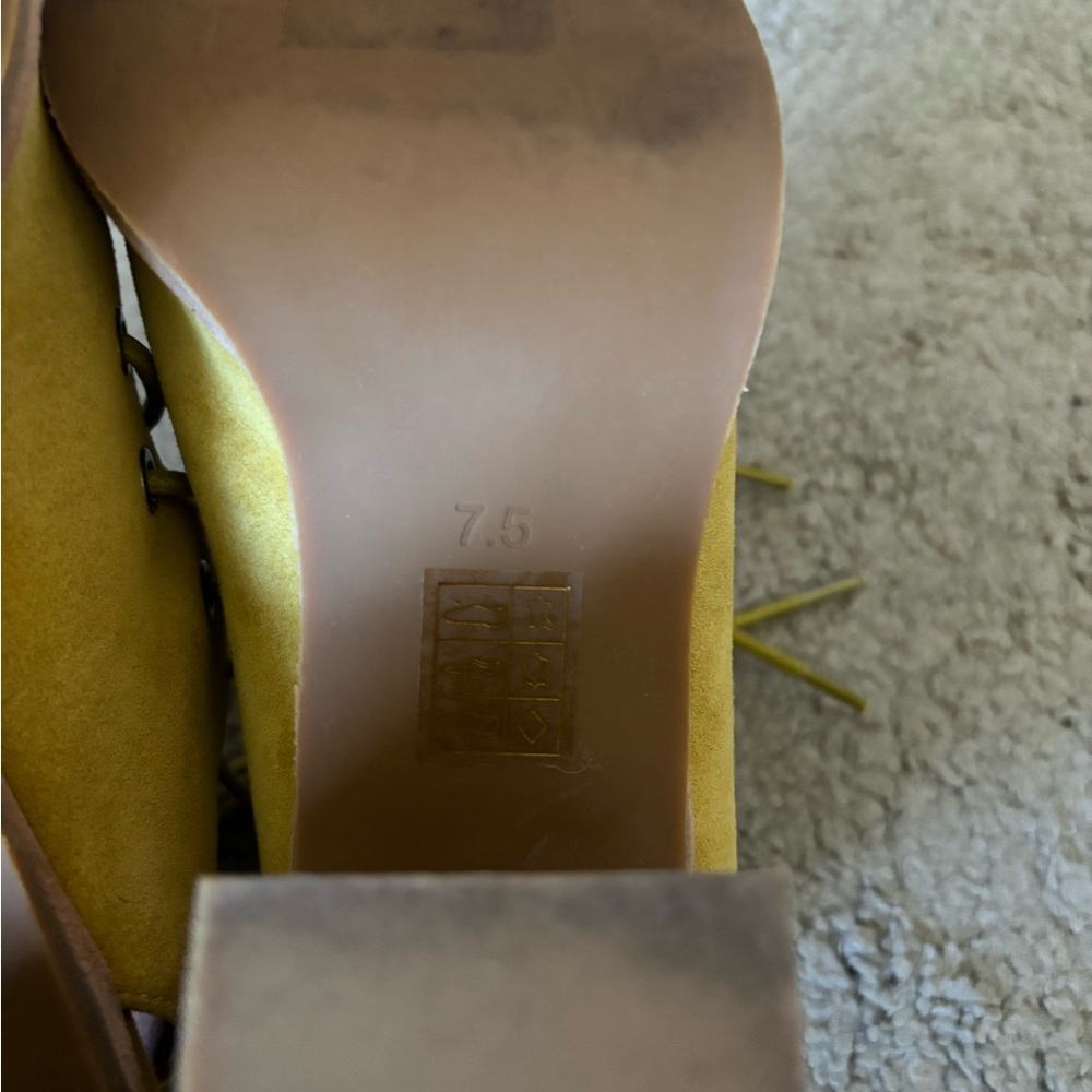 Jeffrey Campbell x Free People Minimal Lace up Heels - Worn Once Yellow Size 7.5 - Picture 9 of 9